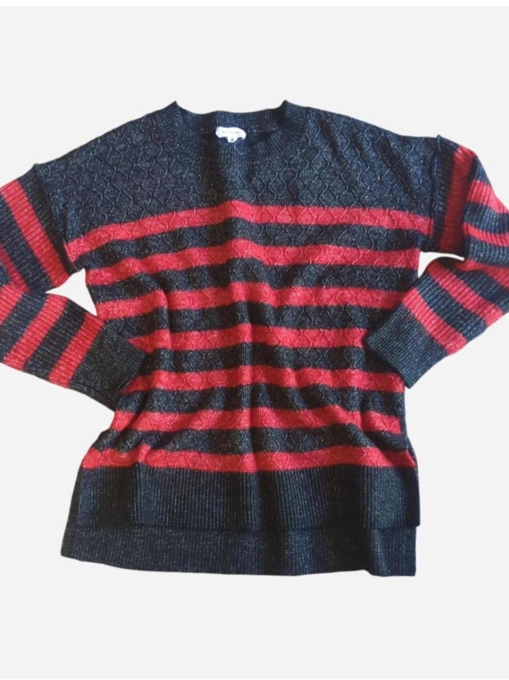 Westbound Black and Red Striped Knit Sweater